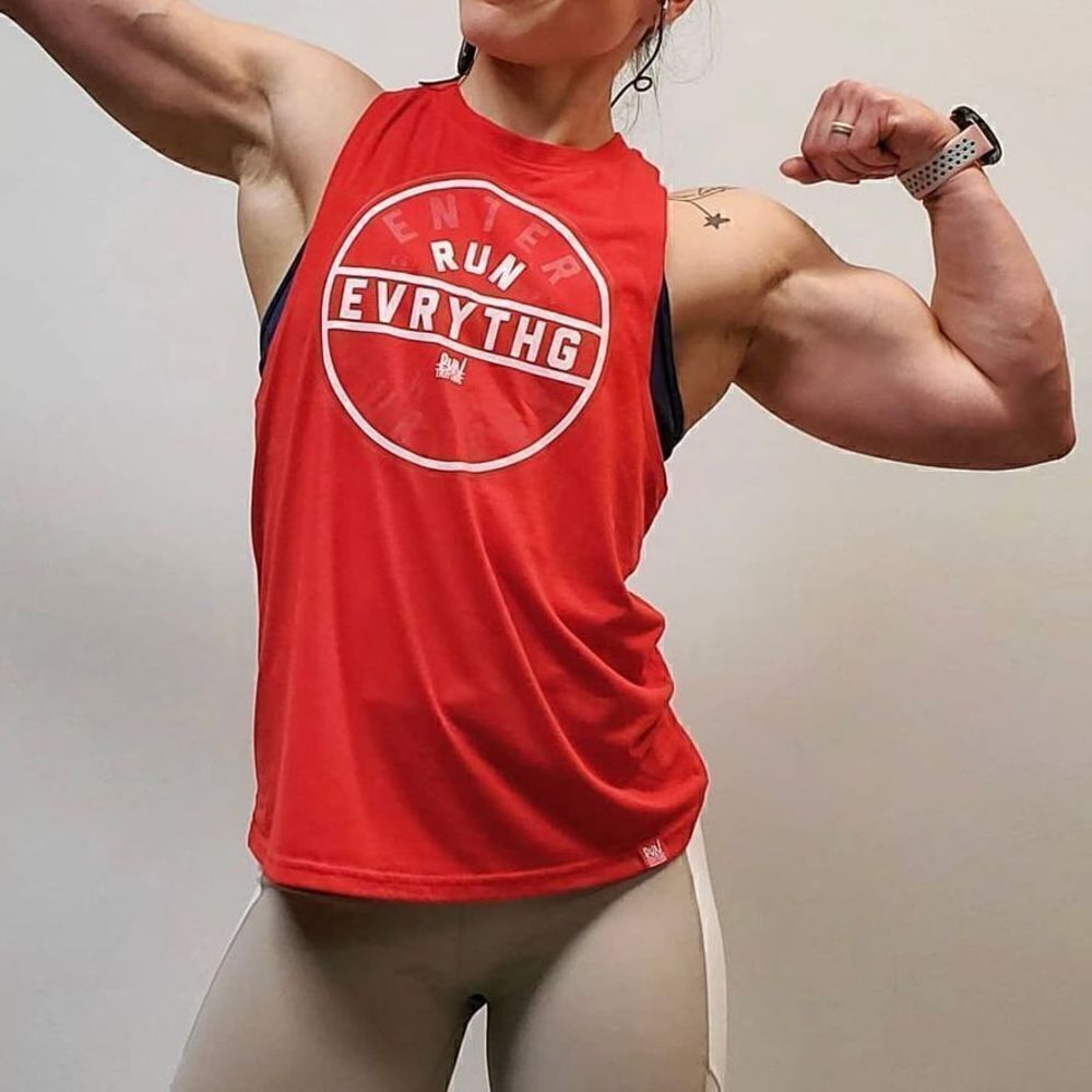 𝅺RUN Everything NWT Enter With Purpose Racerback Muscle Tank in Red Size Medium